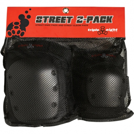 KIT DE PROTECCIONES TRIPLE8 STREET 2-PACK NEGRO TALLA S